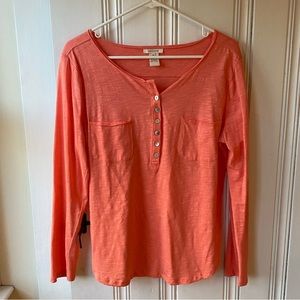Sundance Pocket Coral Henley L/S Shirt Sz M